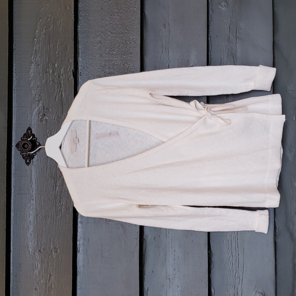 Ann Taylor LOFT Ivory Side Tie Wrap Sweater sz S NEW Women's Knit Whisper White - Picture 4 of 8